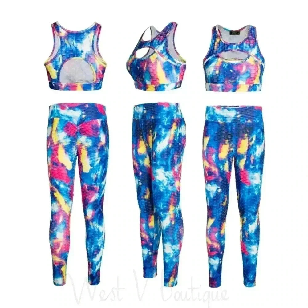 CLOSET CLOSEDOWN🚨NWT 2 Piece Activewear Galaxy multicolor top and Legging set